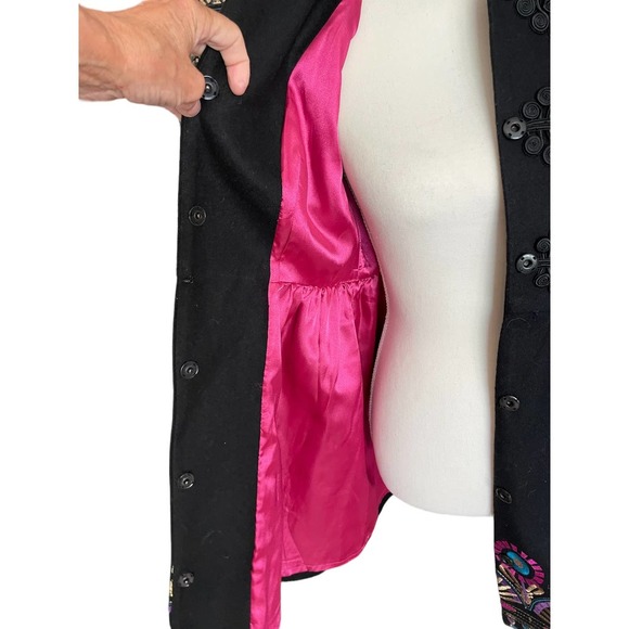 Plenty by Tracy Reese Womens Embroidered Dress Coat Long Sleeve Size 2 Black - Picture 7 of 10